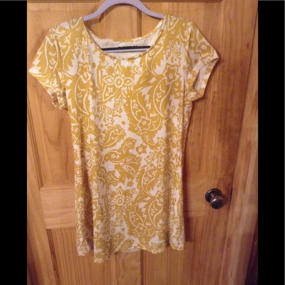 Yellow and White Top